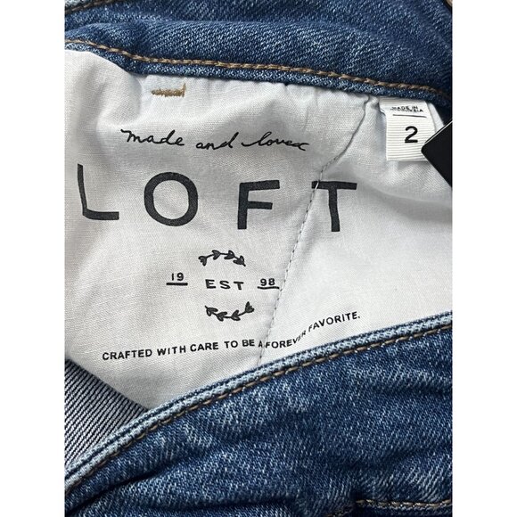 Loft Denim Button Front Mini Skirt Blue XS / 2 Casual Stretch - Picture 3 of 16